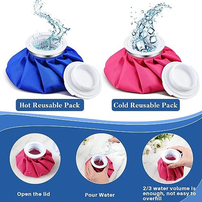 Honoson 4 Pack Reusable Ice Bags Hot Cold Bag Leakproof,Classic Pure Style | Reusable Ice Pack, Ice Bags Hot Water Bag,Screw Cap No-Leak Elastic Breathable for Sports & Home Use,Wide Opening Easy Fill - style: Classic Pure Style
