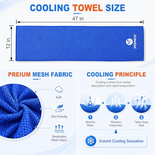 YQXCC 2 Pack Cooling Towels (47"x12"), Ice Cool Towel for Neck & Face - color: Dark Blue/Pink