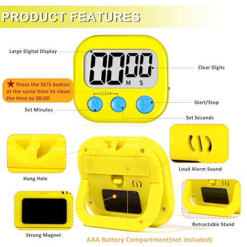 ZILLEEN Classroom Timer for Kids Teachers 2 Pack Digital Timers Pur Ye - color: Purple & Yellow