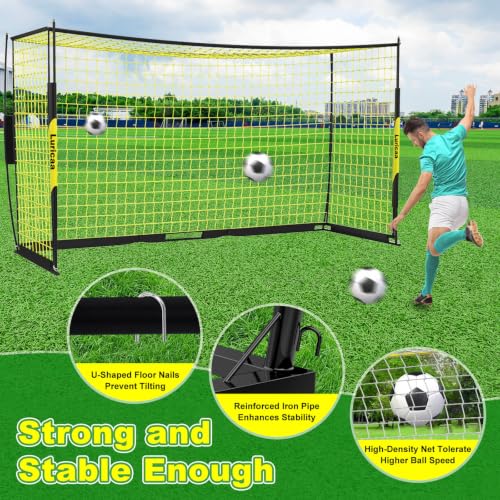 Soccer Goal 12×6 ft /16×7 ft Portable Soccer Goals Net for Backyard - color: 16×7FT Black
