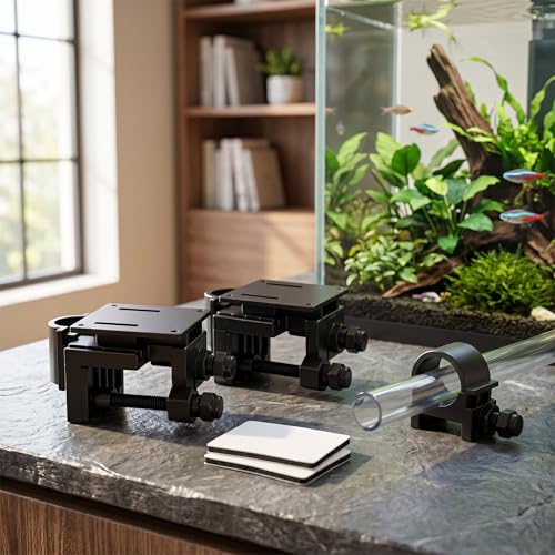 Zerodis Aquarium Tube Clips, 2Pcs Fish Water Pipe Holders Clamps Multifunction Plastic Adjustable Fish Mounting Clip for Tube Dia Within 18mm