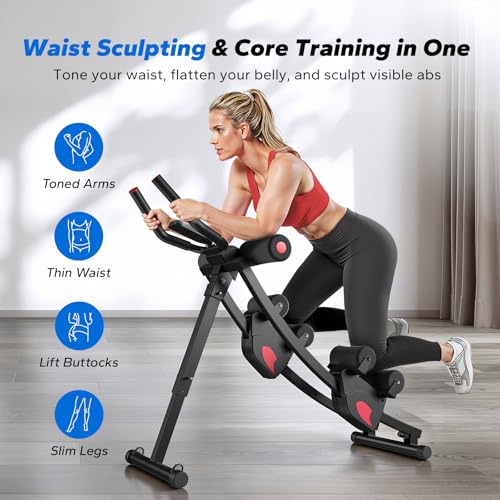 MERACH Ab Machine, Adjustable Ab Trainer Machine - color: black&red, size: large