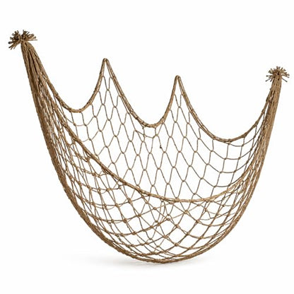 Fish Net Decorations for Party, 80x40 Inch Large Decorative Fish Netting Table Runner, Wall Photo Hanging Fishnet for Nautical Mermaid Pirate Hawaii Beach Under the Sea Party Decorations, Caramel