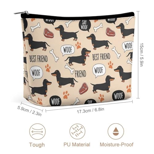 Supdreamc Fashion Makeup Cosmetic Case Travel Bag, Wiener Dog Dachshund Pet Dogs Cosmetic Train Case Organizer Large Capacity Carry On Bag, Luggage Pouch, Makeup Pouch for Women Ladies - color: Pattern 434
