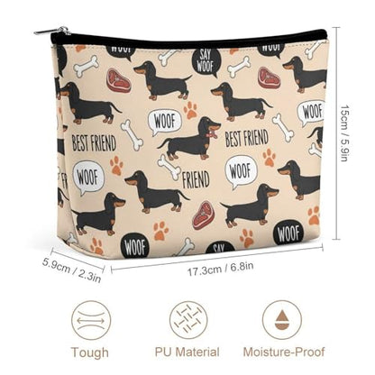 Supdreamc Fashion Makeup Cosmetic Case Travel Bag, Wiener Dog Dachshund Pet Dogs Cosmetic Train Case Organizer Large Capacity Carry On Bag, Luggage Pouch, Makeup Pouch for Women Ladies - color: Pattern 434