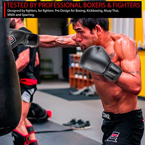 Combat Corner Elite Boxing Gloves Leather for Men and Women - Kickboxing, MMA, Muay Thai Sparring Training Gloves - size: 16 oz.