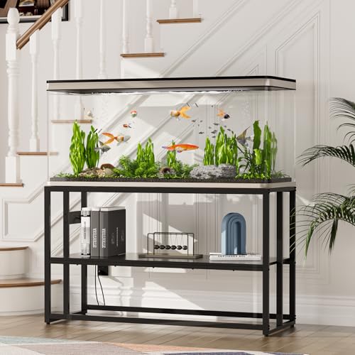 Urban Deco 55-75 Gallon Fish Tank Stand with Power Outlets, 900LBS Capacity Aquarium Stand, Metal Fish Tank Stand Dual-Layer Design Terrarium Stand, Black