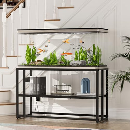 Urban Deco 55-75 Gallon Fish Tank Stand with Power Outlets, 900LBS Capacity Aquarium Stand, Metal Fish Tank Stand Dual-Layer Design Terrarium Stand, Black