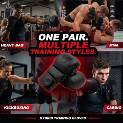 LIBERLUPUS MMA Gloves for Men – Punching Bag Gloves for Men, Open Palm Training Gloves for MMA Sparring, Kickboxing, Muay Thai, Youth Self-Defense, Durable Synthetic Leather with Wrist Support - size: Small-Medium