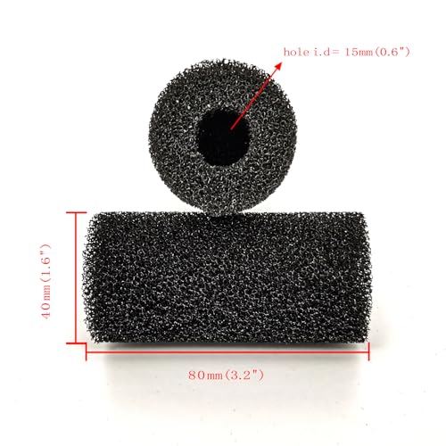 6X Pre-Filter Sponge for Aquarium Shrimp Fry Fish Tank Filter Pump Prefilter Sponge Replacement Foam Cover 3.2 X 1.6 Inch with 0.6" Hole Diameter