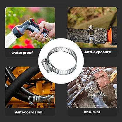 20pcs Adjustable Worm Gear Hose Clamp Stainless Steel Pipe Clamps, 1"-2"(27-51mm) Tube Clamp Tool for Water Pipe, Plumbing, Fuel Line,Intercooler