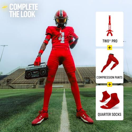 Nxtrnd Two Pro Football Mouth Guard, Permanent Strap, Fits Adult & Youth (Red) - color: Red Pro