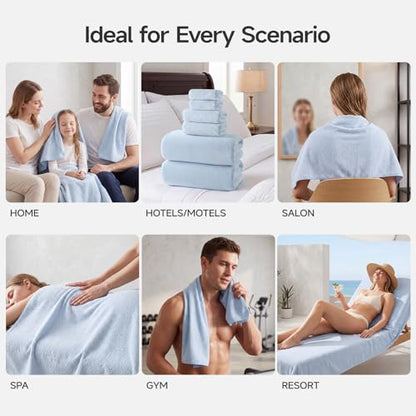 REDKISS Ultra Soft 6 Piece Towel Set, Premium Towels for Bathroom, Highly Absorbent, Quick Dry, Lightweight Bath Towels Set Collection, Includes 2 Bath Towels, 2 Hand Towels, 2 Washcloths, Light Blue - color: Light Blue