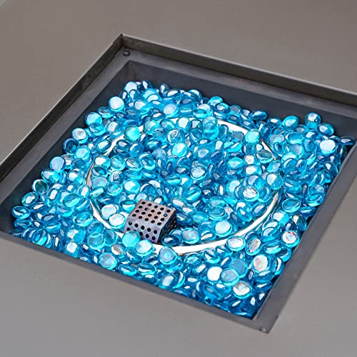 OnlyFire Fire Pit Glass Rocks 10 lbs, High Luster Fire Glass Beads 1/2 Inch, Tempered Glass Marbles for Propane/Natural Gas Fire Pit, Fireplace, Multicolor & Blends Available - color: Caribbean Blue