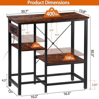 ZENY 20-29-37 Gallon Fish Tank Stand with 3-Tier Adjustable Storage Shelves and Power Outlet, Reptile Tank Stand, 30.7" L*13.7" W Tabletop, 400LBS Capacity