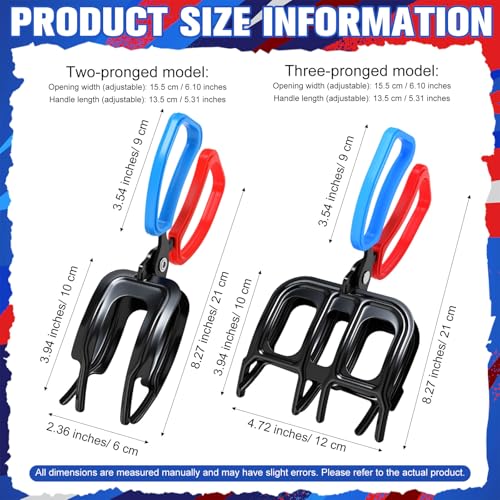 8 Pack Fish Grippers for Fishing Set, 4 x 2-Claw and 4 x 3-Claw Metal Fish Grabber Tools, Non-Slip Fishes Control Clamp for Freshwater Fishing, Crab, Dock, Boat and Tackle Box Use
