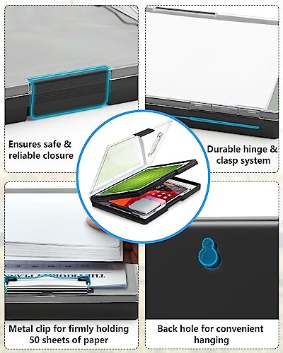 Clipboard with Storage, Nurse Dry Erase Clip Board, 8.5x11, Black - color: Black