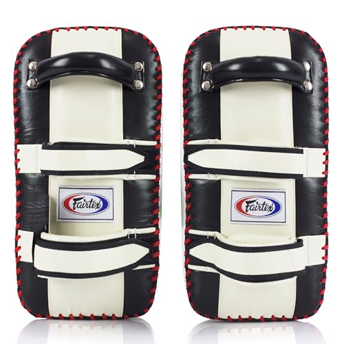 Fairtex Curved Muay Thai Pads, Kickboxing Punching Kicking Striking Shield - color: Black/White, size: Extra Thick