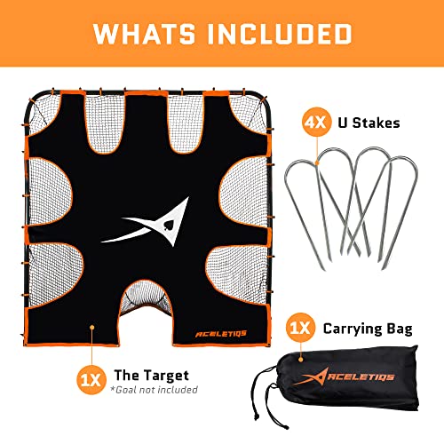 ACELETIQS Hurl Lacrosse Goal Target | Lacrosse Gifts for Boys and Girls | Fits Standard 6x6 Goal [Carry Bag Included], Black