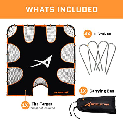 ACELETIQS Hurl Lacrosse Goal Target | Lacrosse Gifts for Boys and Girls | Fits Standard 6x6 Goal [Carry Bag Included], Black