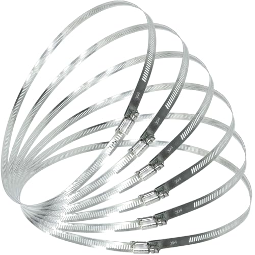6 Pcs 7.8-Inch/200mm(Diameter) 304 Stainless Steel Hose Clamps | Adjustable Worm Gear, Heavy Duty Metal Band Clamps, For Securing Pipe, Tube, Air Duct, Automotive, HVAC Systems - size: 7.8 Inch-6 Pcs