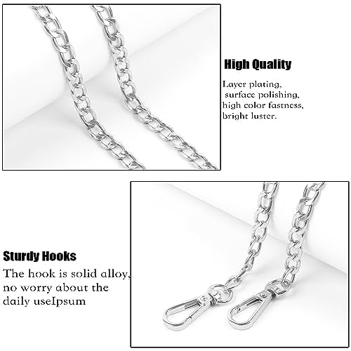 Coobbar Purse Chain Replacement,8 Pack Wallet Chain Shoulder Bag Chain Handbag Chains DIY Shoulder Cross Body Bag Chain for DIY Metal Shoulder Cross Body Bag(47 Inch/pcs) (Silver) - color: Silver