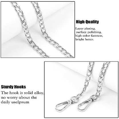 Coobbar Purse Chain Replacement,8 Pack Wallet Chain Shoulder Bag Chain Handbag Chains DIY Shoulder Cross Body Bag Chain for DIY Metal Shoulder Cross Body Bag(47 Inch/pcs) (Silver) - color: Silver