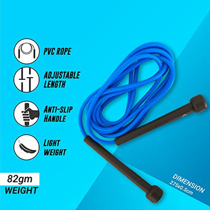 NIVIA Skipping Rope for Weight Loss & Cardio | Adjustable Jump Rope for Home Workout, Gym, Boxing & CrossFit | Smooth Rotation, Anti-Slip Handles - color: Blue
