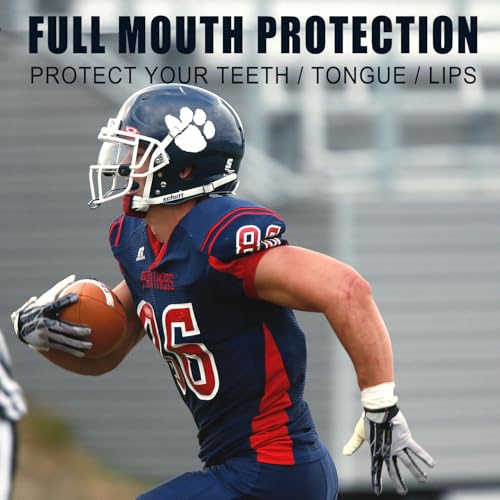 Gy Football Mouth Guard Football Mouthpiece, Mouthguard with Strap for Hockey/Lacrosse/Wrestling/Boxing/Basketball, Fits Adults/Youth/Kids 11+ (Bule) - color: Bule
