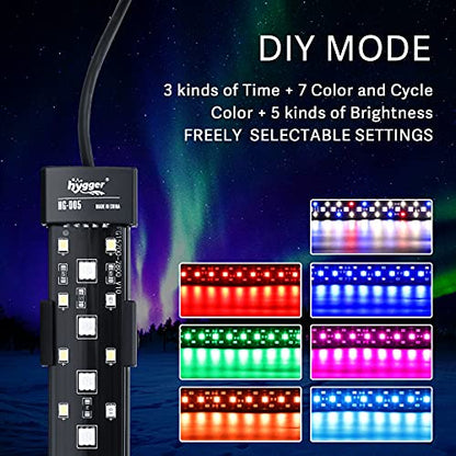 hygger 24/7 Mode Submersible Aquarium LED Light, Full Spectrum Hidden Fish Tank Light with 3 Rows Beads 7 Colors Auto On Off Sunrise-Daylight-Moonlight, Adjustable Timer Brightness - size: 23.4in 14W