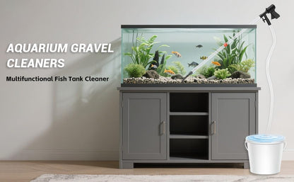 FISORAS Aquarium Gravel Cleaner, Fish Tank Cleaner Gravel Vacuum for Aquarium with 30ml Waste Remover Dropper & Cleaning Brush Suitable for Betta Fish Tank Water Changer, Wash Sand