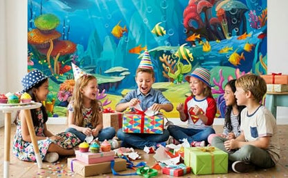 CHAIYA Under The Sea Backdrop Ocean Little Mermaid Backdrop Background for Under The Sea Theme Baby Shower Photo Booth Banner Party Cake Table Decoration 7x5ft