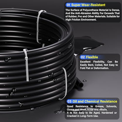 TAILONZ PNEUMATIC Black 6mm OD 4mm ID Polyurethane PU Air Hose Pipe Tube Kit 32 Meter 100ft - color: Black, size: 6mm OD/100ft/32m