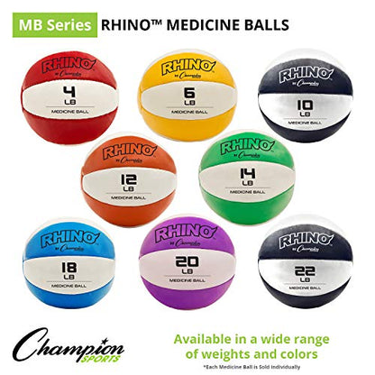 Champion Sports Leather Medicine Balls – Durable Weighted Balls for Strength, Core & Conditioning Training - style: Yellow (6-7 lbs)