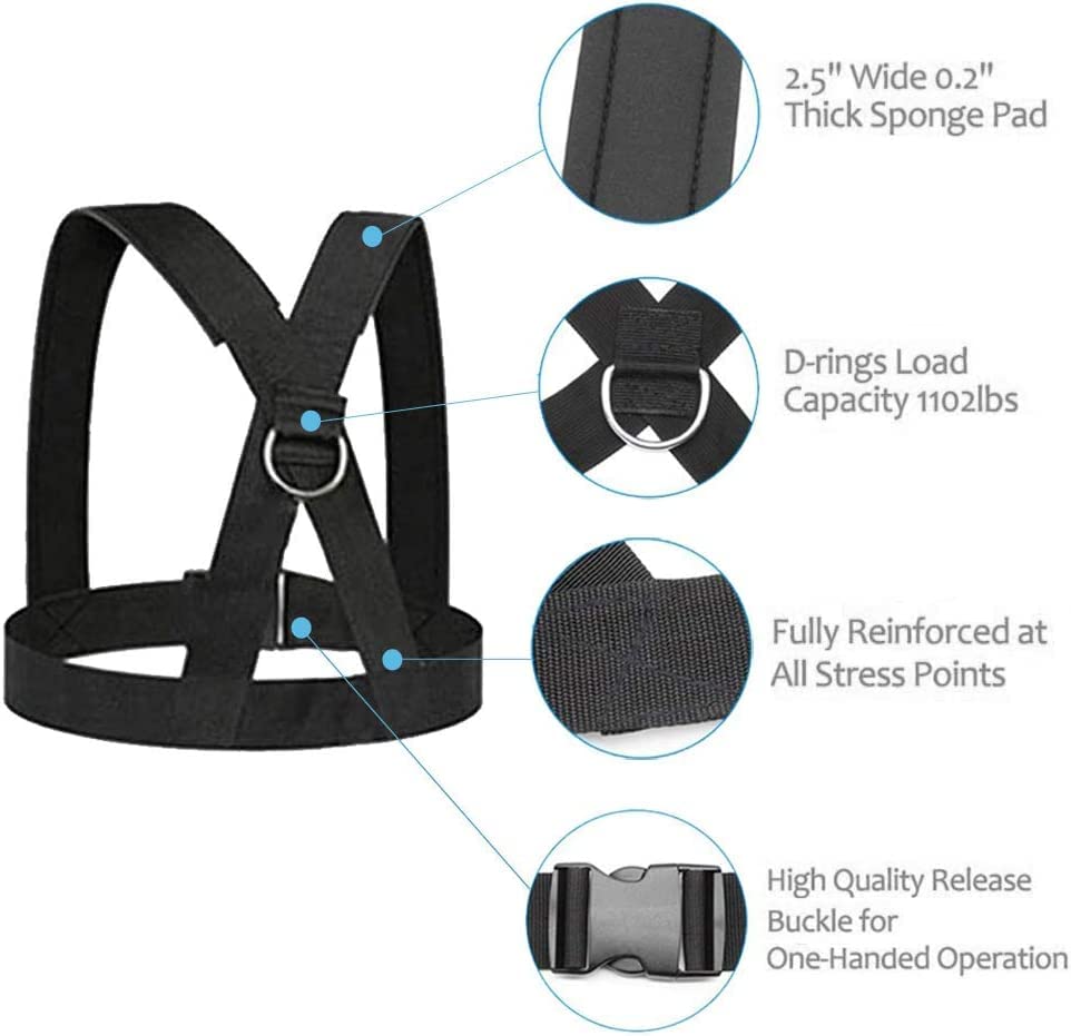 Sled Harness, Adjustable Speed Tire Pulling Belt for Working Out | Strength and Agility Training Equipment, Physical Training Rope Football Exercise Set for Outdoor Indoor Men and Women - size: 9.8FT