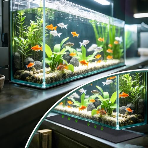 15 x 30 x 0.2 Inches Aquarium Leveling Mat 2PCS/Set Neoprene Non-Slip Shockproof Fish Tank Pad Waterproof Textured Surface for Uneven Surfaces Durable Fish Tank Mat with Easy-Cut Edges - size: 15 x 30 Inch, style: No Glue