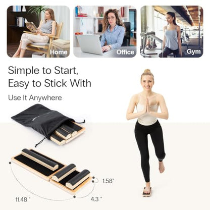 StrongTek Ankle Mobility Board, Wooden Single-Leg Balance Trainer, Non-Slip | Foot and Ankle Strength, Mobility and Control, Carry Bag and Exercise Guide Included, Compact for Home, Gym and Travel