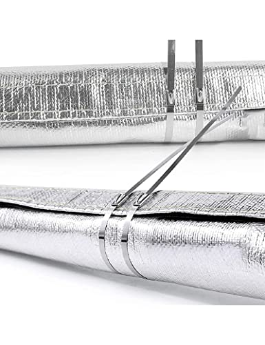 Heat Shroud Aluminized Sleeving Heat Shield fuel line wire heat sleeve for Ultimate Heat Protection Hose Wire Sleeving with 10PCS Stainless Steel Cable Metal Ties-Silve (2.2"IDX3.3FT) - color: Silver, size: 2.2"IDX3FT