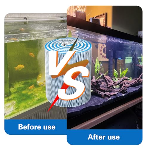 Aquarium Filter Media Accessories, 48 x 12 Inch Cuttable 8-Layer Fish Tank Foam Filter Floss Sponge Pad for Pond, Fish Tank, Aquarium
