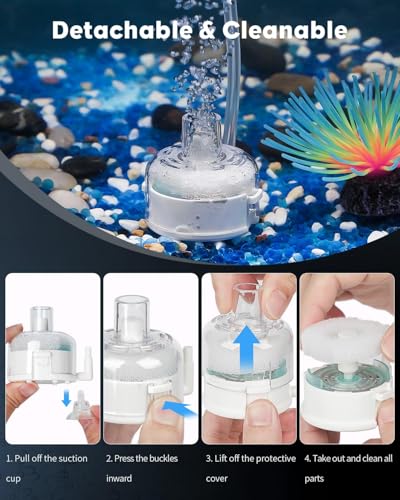 Pawfly Mini Aquarium Air Pump, Ultra Quiet Oxygen Aerator Kit for 1-15 Gallon Fish Tanks with Air Tubing, Air Stone, Check Valve & Suction Cups