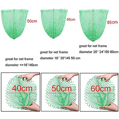 Fishing Net Replacement Netting Fishing Landing Net Replacement Net for Freshwater Saltwater Fishing Green 6 Sizes - color: Diameter 20inch/50cm