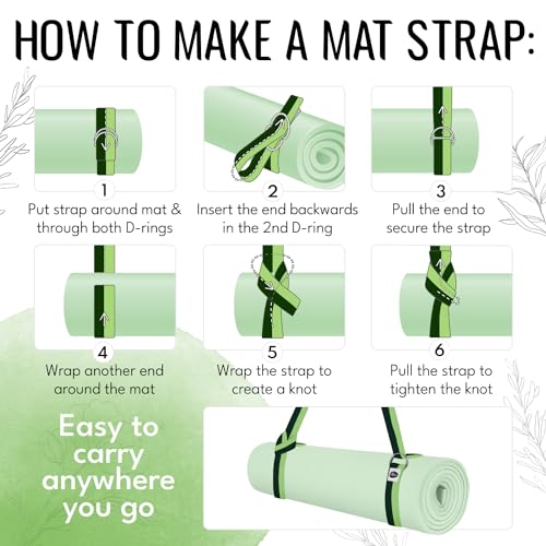 TECEUM 2 IN 1 Yoga & Mat Strap for Stretching – Cotton – 6/8/10 ft - color: Green Avocado, size: 10 ft