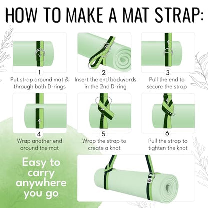 TECEUM 2 IN 1 Yoga & Mat Strap for Stretching – Cotton – 6/8/10 ft - color: Green Avocado, size: 8 ft