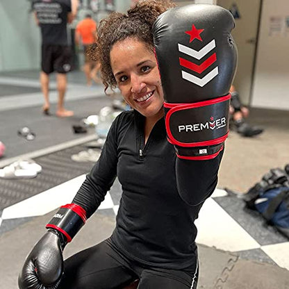 Revgear Premier Boxing Gloves, Kickboxing, Training Sessions with Speed Bag - color: Black/Black, size: 14 OZ