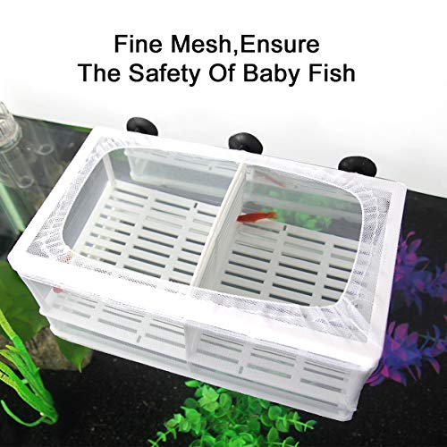 Aquarium Fish Breeder Box Fish Fry Hatchery Incubator Net Nylon Isolation Mesh with 3pcs Pipette (Large) - size: Large