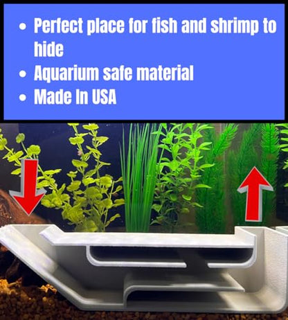 REEFSHAPE Aquarium X-Large Underground Tunnel | Fish & Shrimp Hideout for Aquariums | Unique Underground Viewing Tunnel | 9.75" X 2.5" | Made in USA (XL) (Gray) - color: Gray