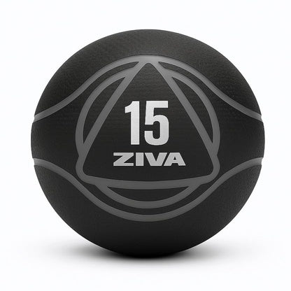 ZIVA Medicine Ball – Durable Rubber Weighted Ball with Easy-Grip Textured Shell for Core, Balance and Strength Training – Commercial Quality (Black, 4–20 lb) - style: 15lb Black+Gray