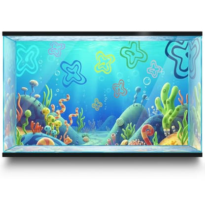 Aquarium Background Stickers for 30-60 Gallon Tanks, Cartoon Underwater Self-Adhesive Fish Tank Reptile Terrarium Decor Poster (48 x 24inches / (120 x 60 cm)) - size: 48 x 24inches / (120 x 60 cm)