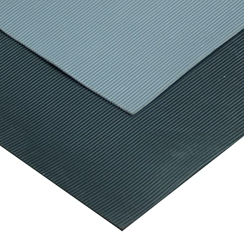 Rubber-Cal Fine-Ribbed Thermoplastic Flooring - 3.5mm x 36" x 1ft - Black - size: 12"L x 36"W x 0.1"Th