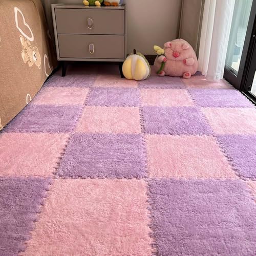 12Pcs Interlocking Carpet Tiles, Plush Interlocking Anti Slip EVA Foam Jigsaw Floor Tiles, for Home Kids Room Playroom, 30x30cm (K) - color: K